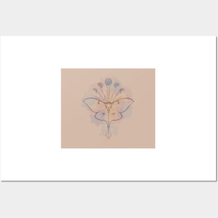 watercolor luna moth Posters and Art